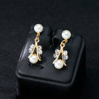 Floral Pearl Rhinestone Earrings Bracelet Necklace Set N4758