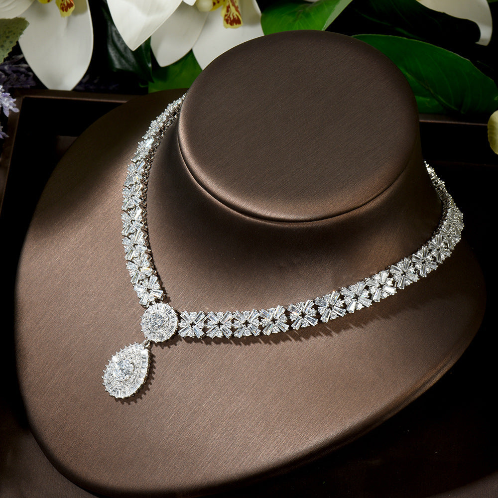 Cubic Zirconia Necklace Bracelet Earrings  Rings N4785-SET