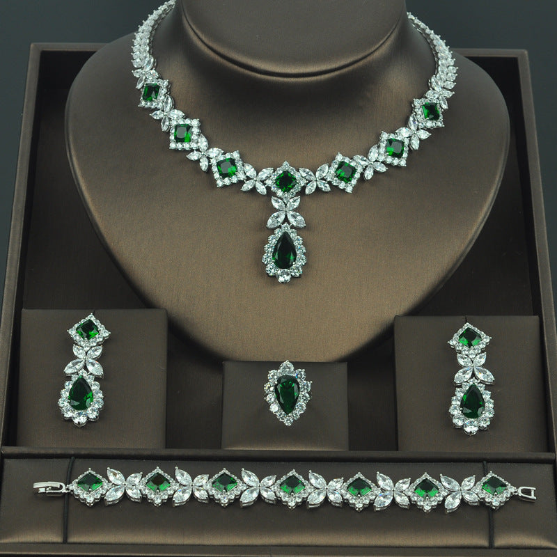 Cubic Zirconia Necklace Bracelet Earrings  Rings N4786-SET