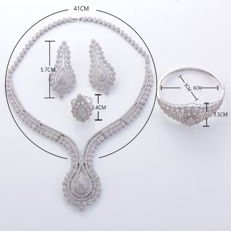 Cubic Zirconia Necklace Bracelet Earrings  Rings N4788-SET
