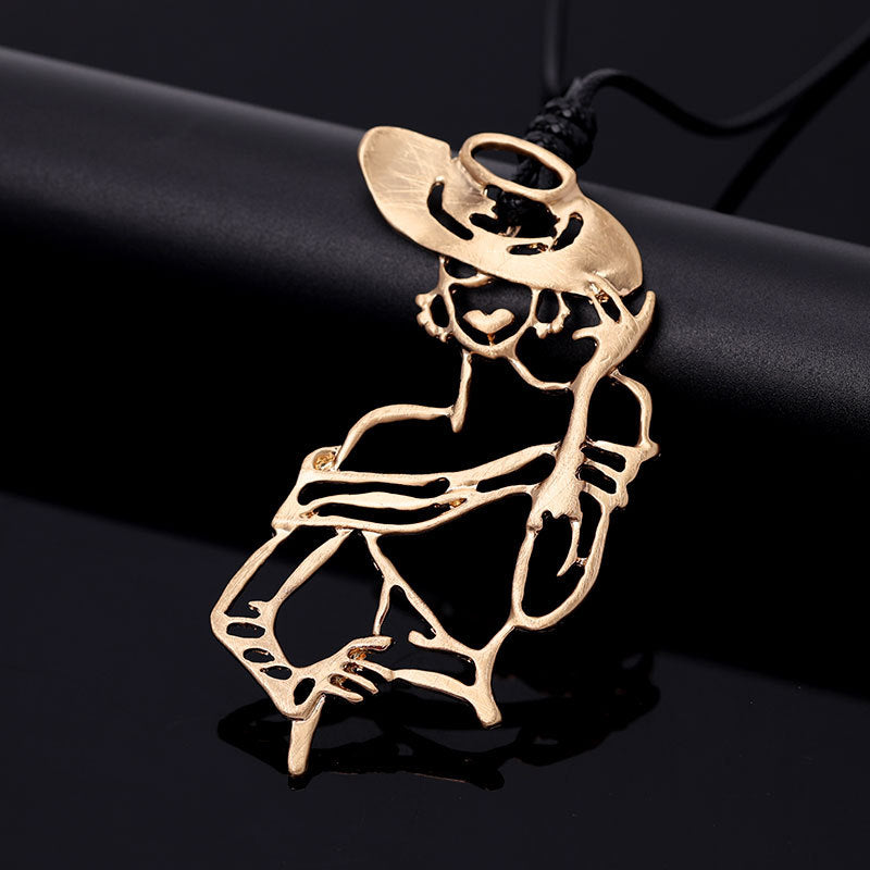 Geometry Portrait Leather Necklace N4828