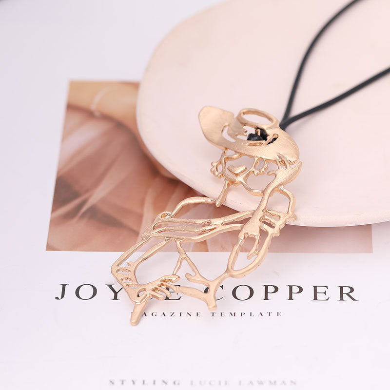 Geometry Portrait Leather Necklace N4828