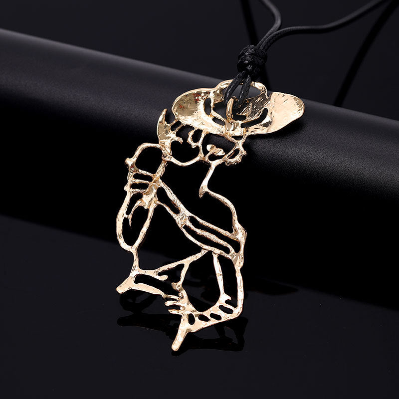 Geometry Portrait Leather Necklace N4828