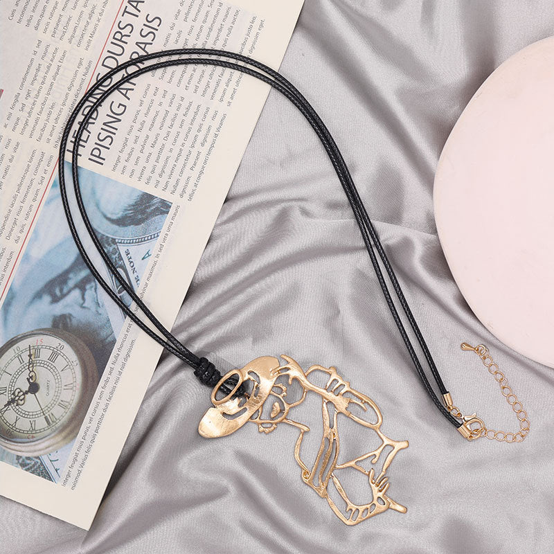 Geometry Portrait Leather Necklace N4828