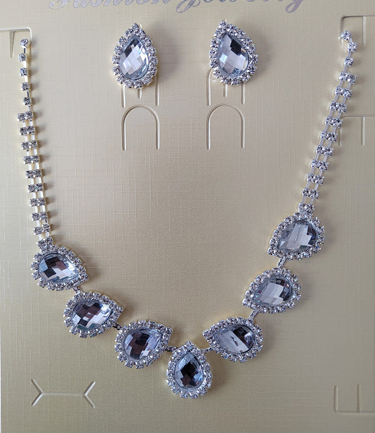 Teardrop Rhinestone Necklace Set N4850