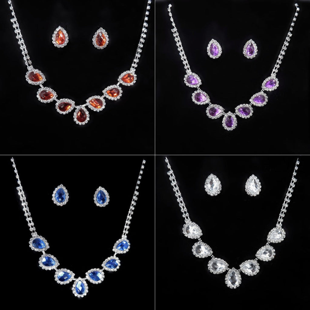Teardrop Rhinestone Necklace Set N4850