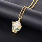 Leopard Head Rhinestone Pendant Necklace N4858