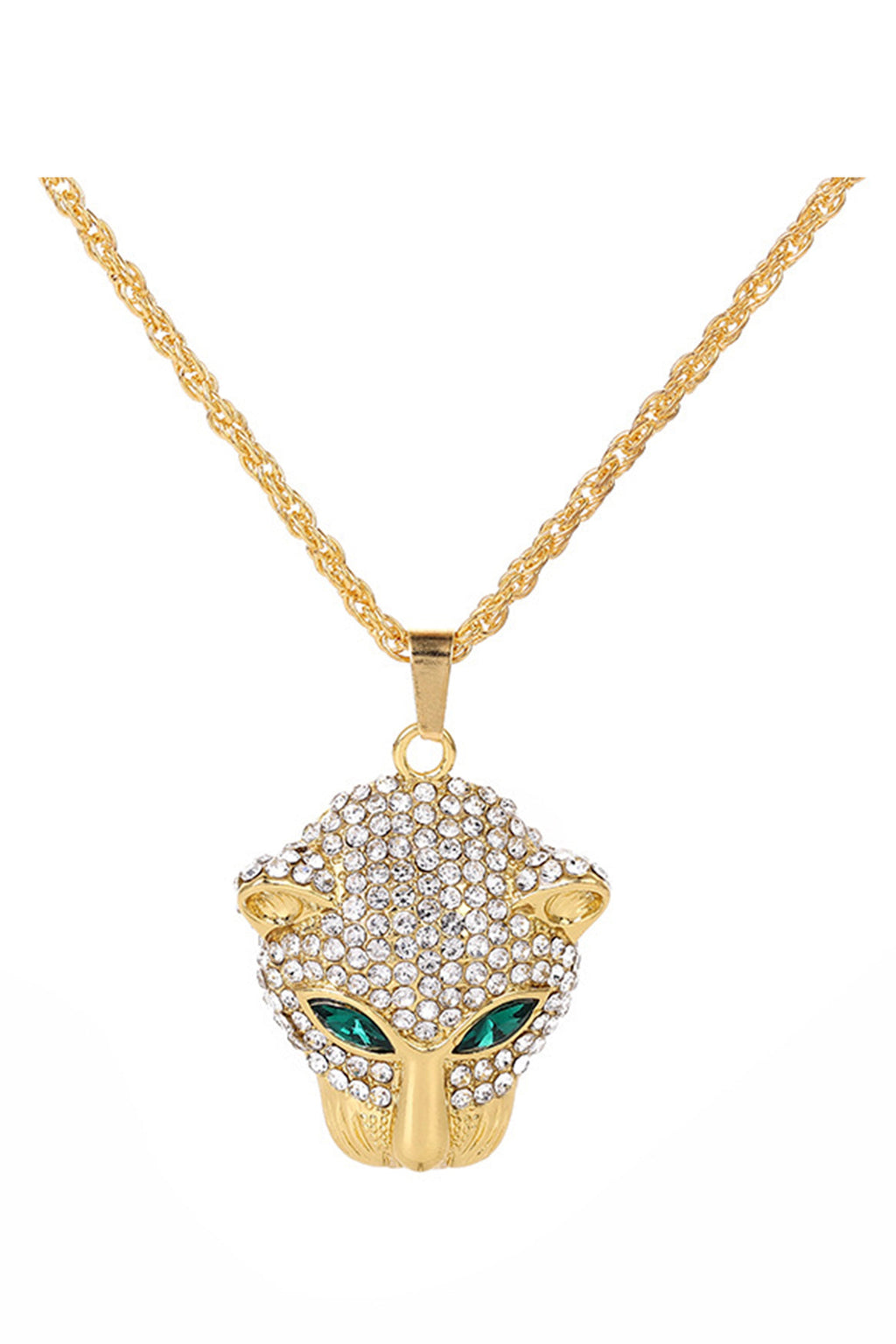 Leopard Head Rhinestone Pendant Necklace N4858