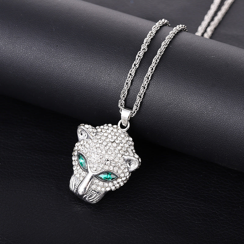 Leopard Head Rhinestone Pendant Necklace N4858