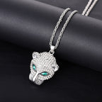 Leopard Head Rhinestone Pendant Necklace N4858