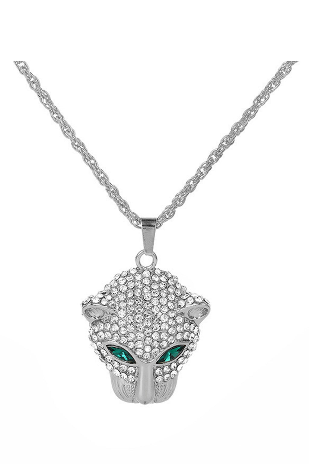 Leopard Head Rhinestone Pendant Necklace N4858
