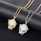 Leopard Head Rhinestone Pendant Necklace N4858