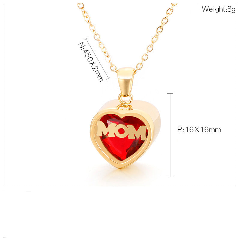 Heart MOM Stainless Steel Chain Necklace N4929