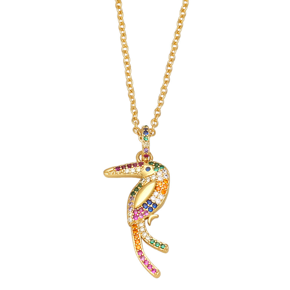 Parrot Cubic Zirconia Chain Necklace N4955