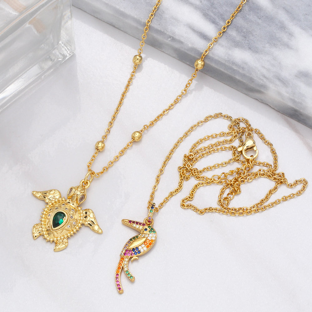 Parrot Cubic Zirconia Chain Necklace N4955