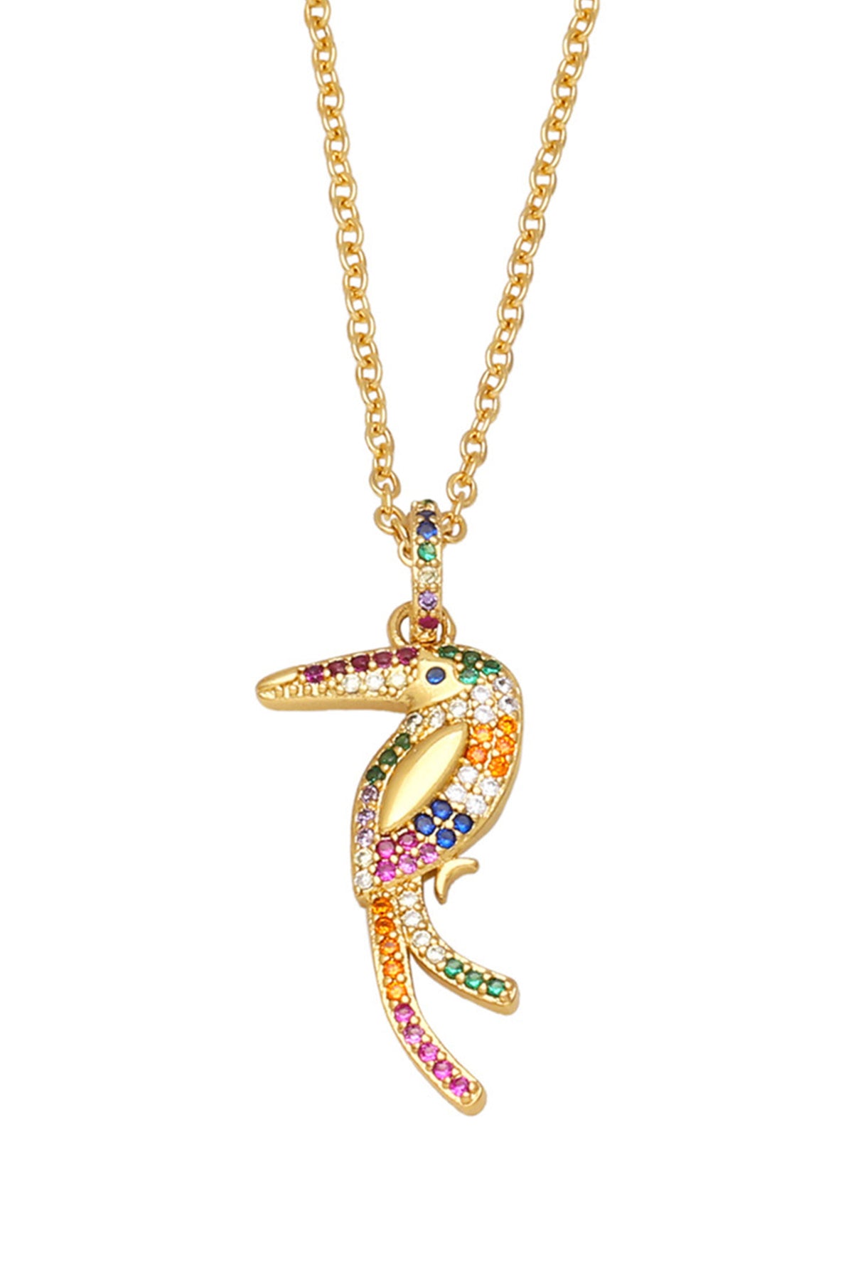 Parrot Cubic Zirconia Chain Necklace N4955
