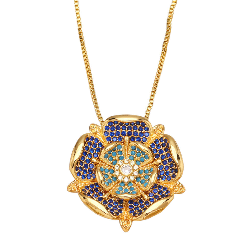 Floral Cubic Zirconia Chain Necklace N4963