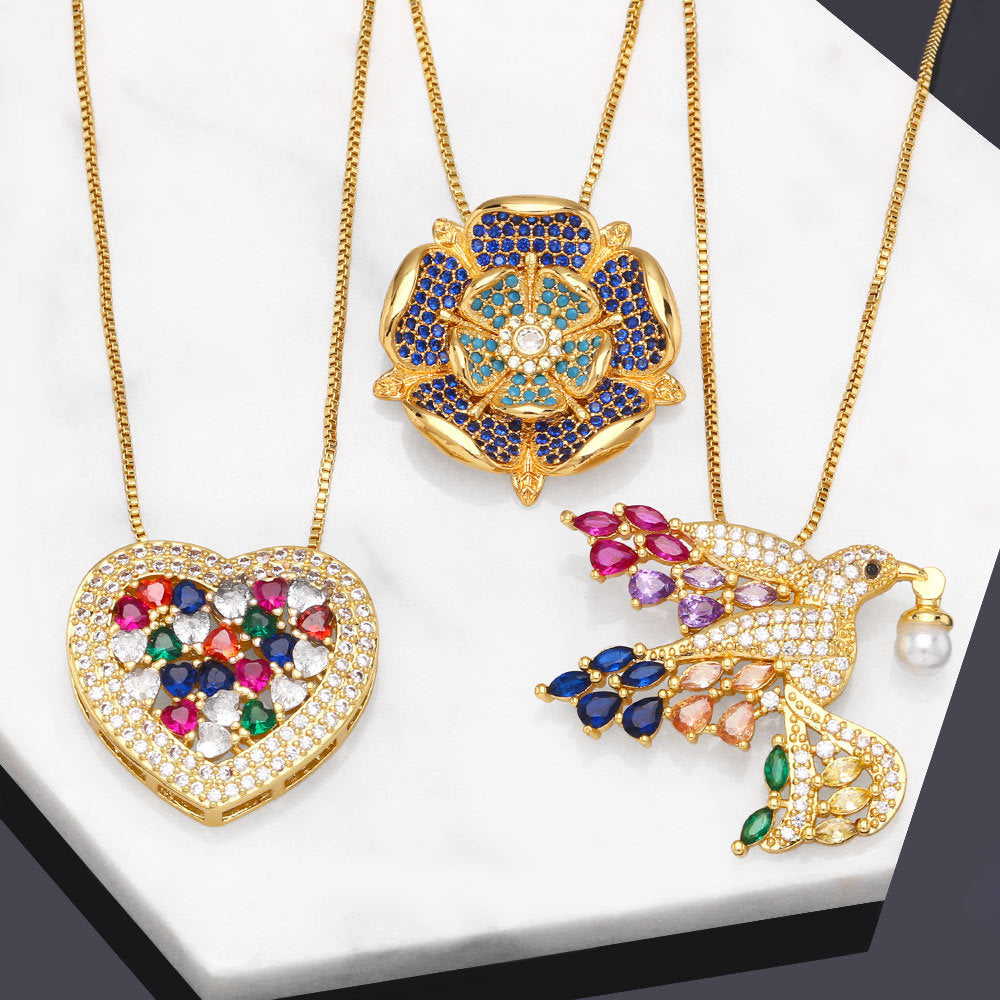 Bird Cubic Zirconia Chain Necklace N4965