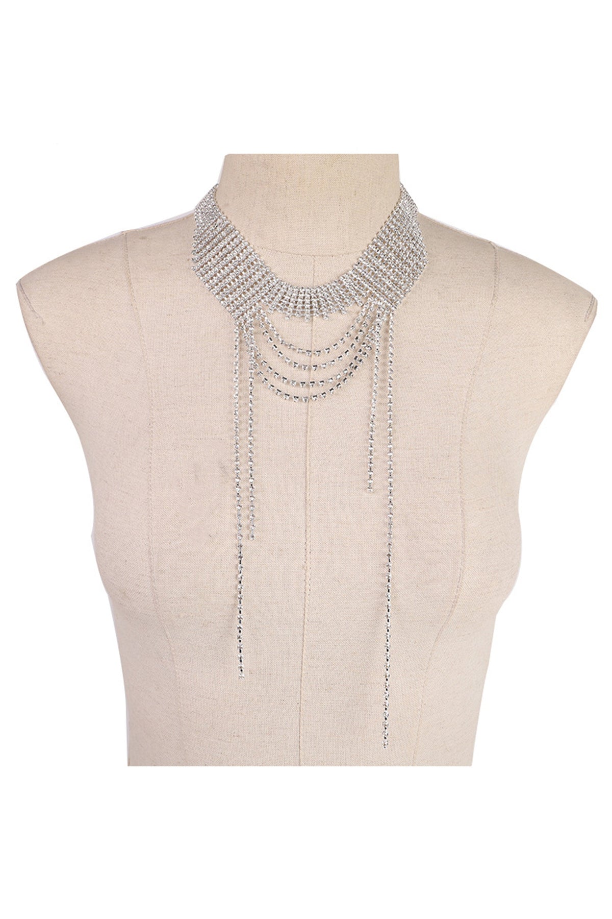 Multilayer Tassel Rhinestone Necklace N5003