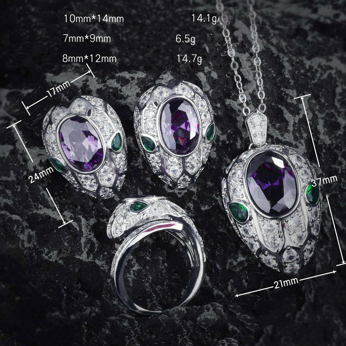 Snake Head Cubic Zirconia Chains Necklace N5020