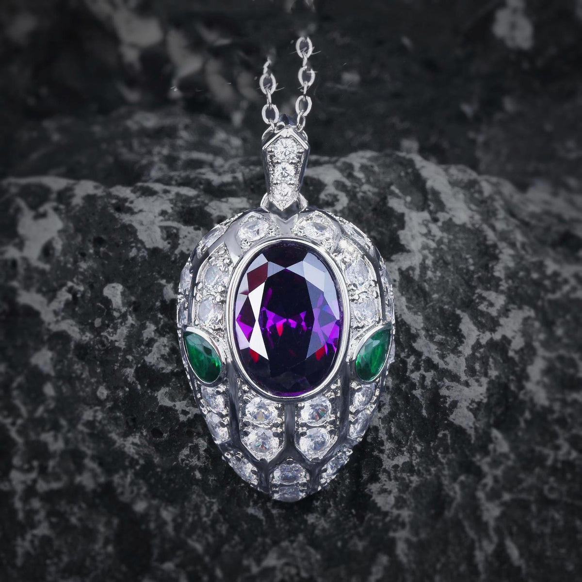 Snake Head Cubic Zirconia Chains Necklace N5020