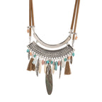 Geometry Feather Leather Necklace N5049