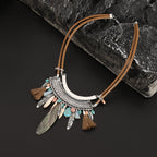 Geometry Feather Leather Necklace N5049