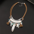 Geometry Feather Leather Necklace N5049