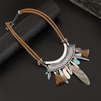 Geometry Feather Leather Necklace N5049