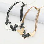 Four Butterfly Pu Leather Necklace N5054