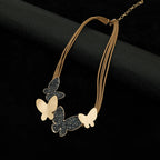 Four Butterfly Pu Leather Necklace N5054