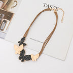 Four Butterfly Pu Leather Necklace N5054