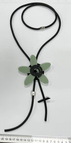 Floral Tassel Pu Leather Necklace N5087
