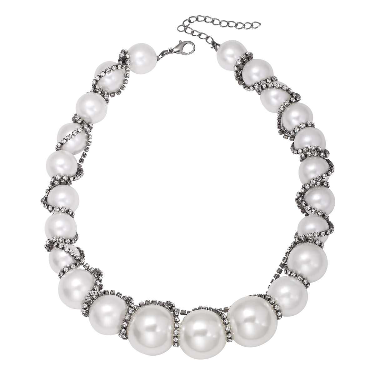 Rhinestone Pearl Bead Necklace N5111