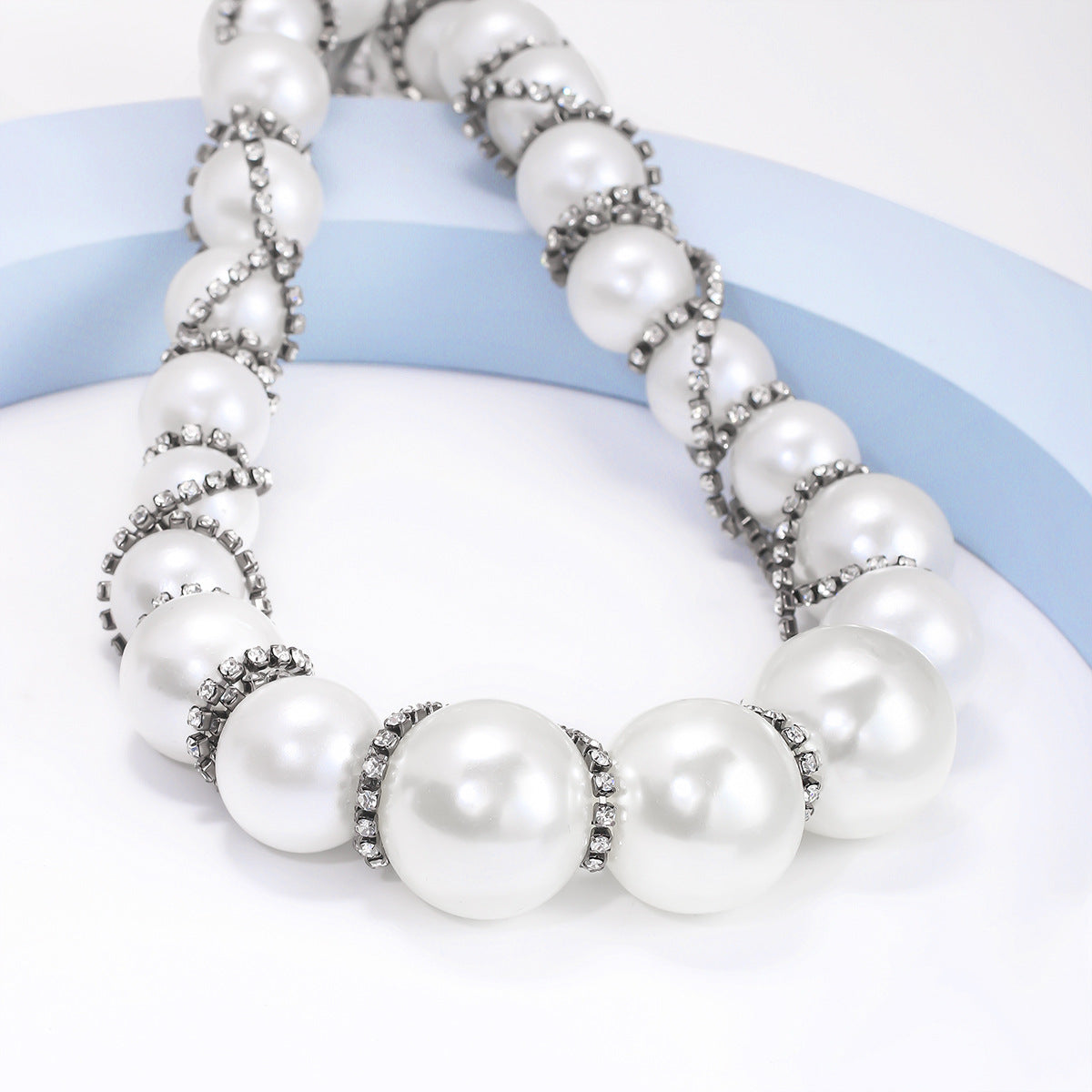 Rhinestone Pearl Bead Necklace N5111