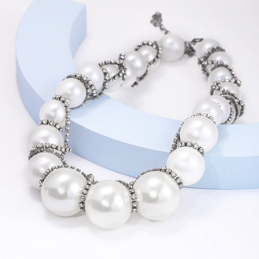 Rhinestone Pearl Bead Necklace N5111