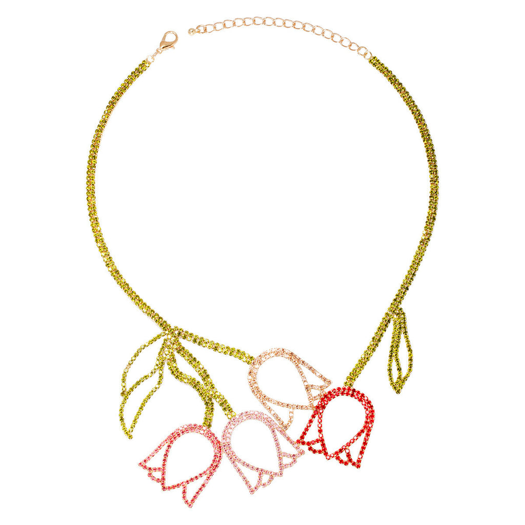 Tulip Rhinestone Alloy Necklace N5112
