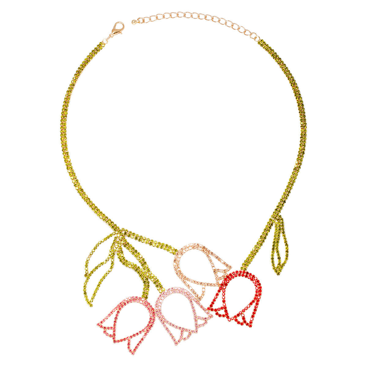 Tulip Rhinestone Alloy Necklace N5112