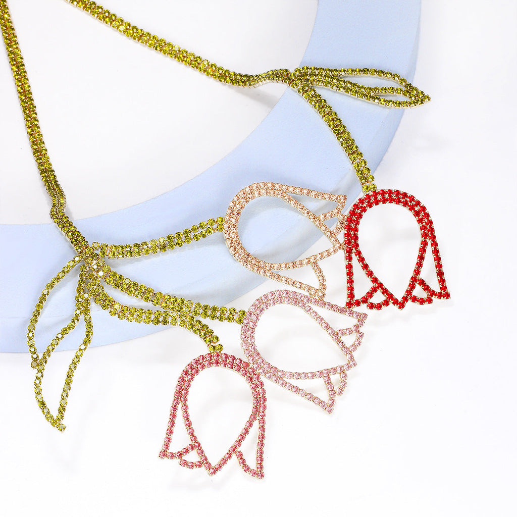 Tulip Rhinestone Alloy Necklace N5112