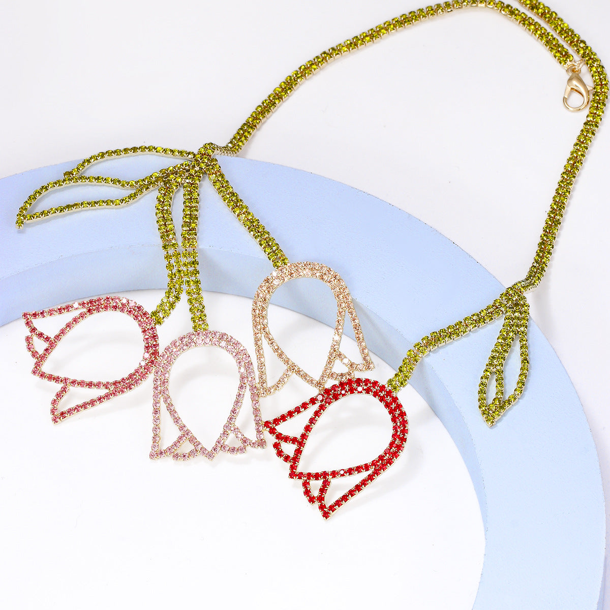 Tulip Rhinestone Alloy Necklace N5112
