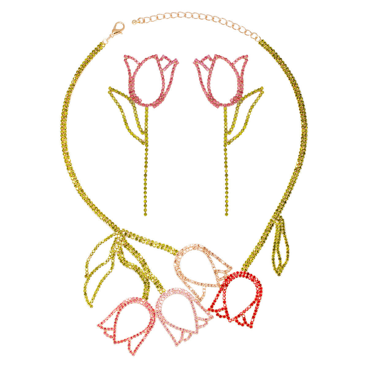 Tulip Rhinestone Alloy Necklace N5112