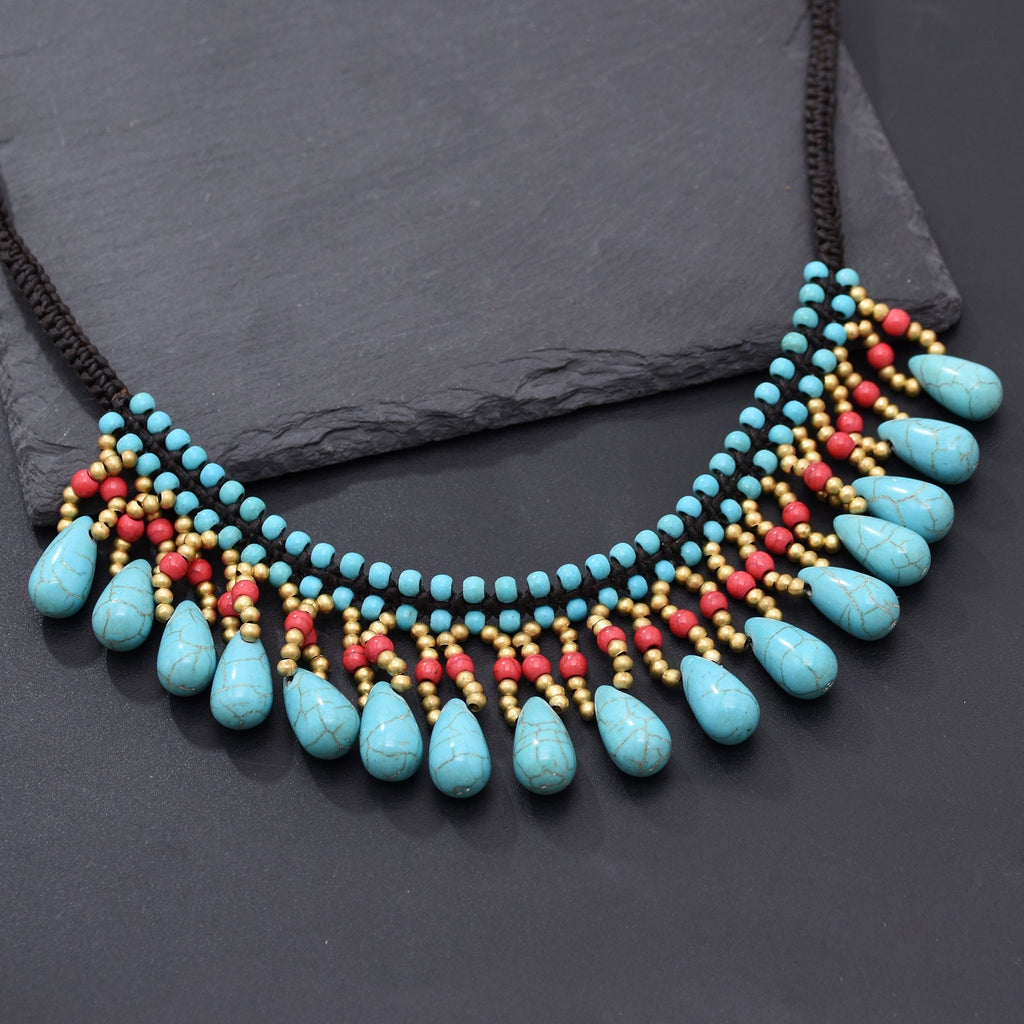 Teardrop Turquoise Bead  Necklace N5127