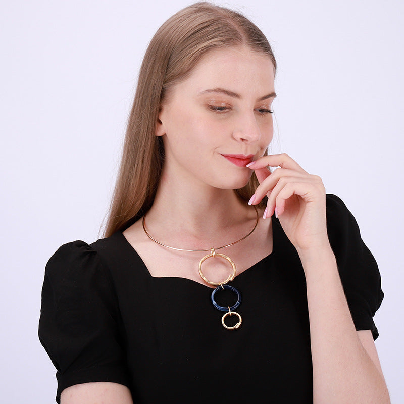 Geometry Circle Alloy Collar Necklace N5139