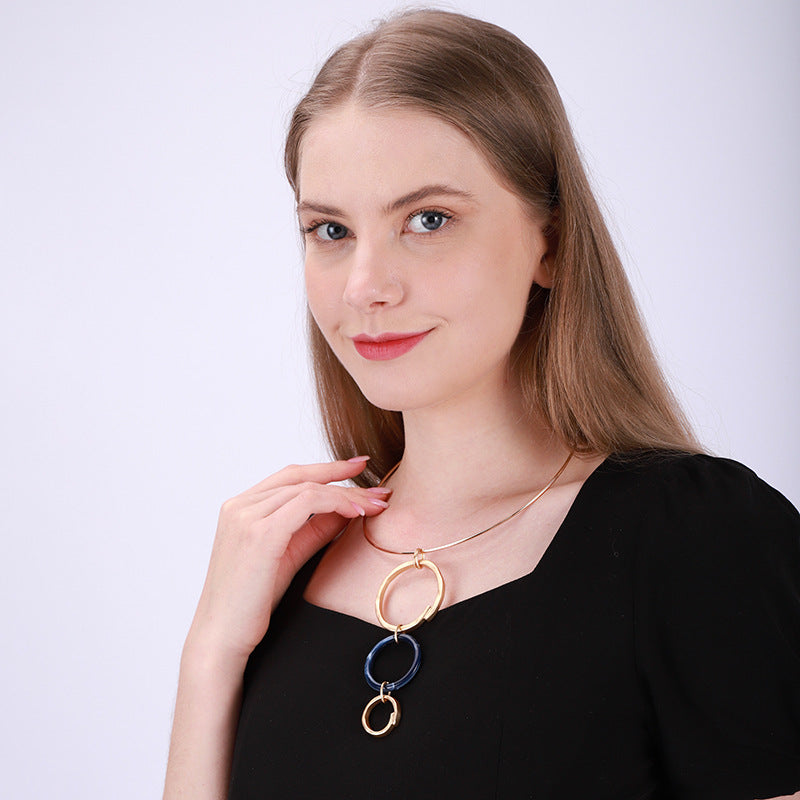 Geometry Circle Alloy Collar Necklace N5139