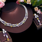 Geometry Multilayer Cubic Zirconia Necklace Set N5141