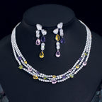 Geometry Multilayer Cubic Zirconia Necklace Set N5141