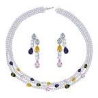 Geometry Multilayer Cubic Zirconia Necklace Set N5141