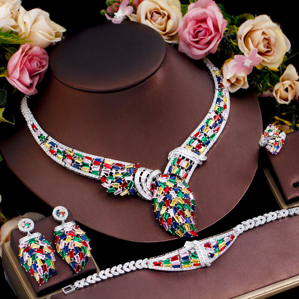 Geometry Snake Cubic Zirconia Necklace Set N5142