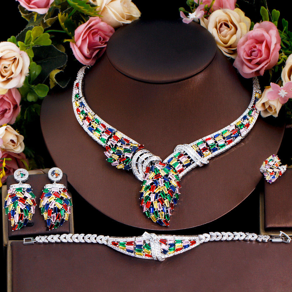 Geometry Snake Cubic Zirconia Necklace Set N5142