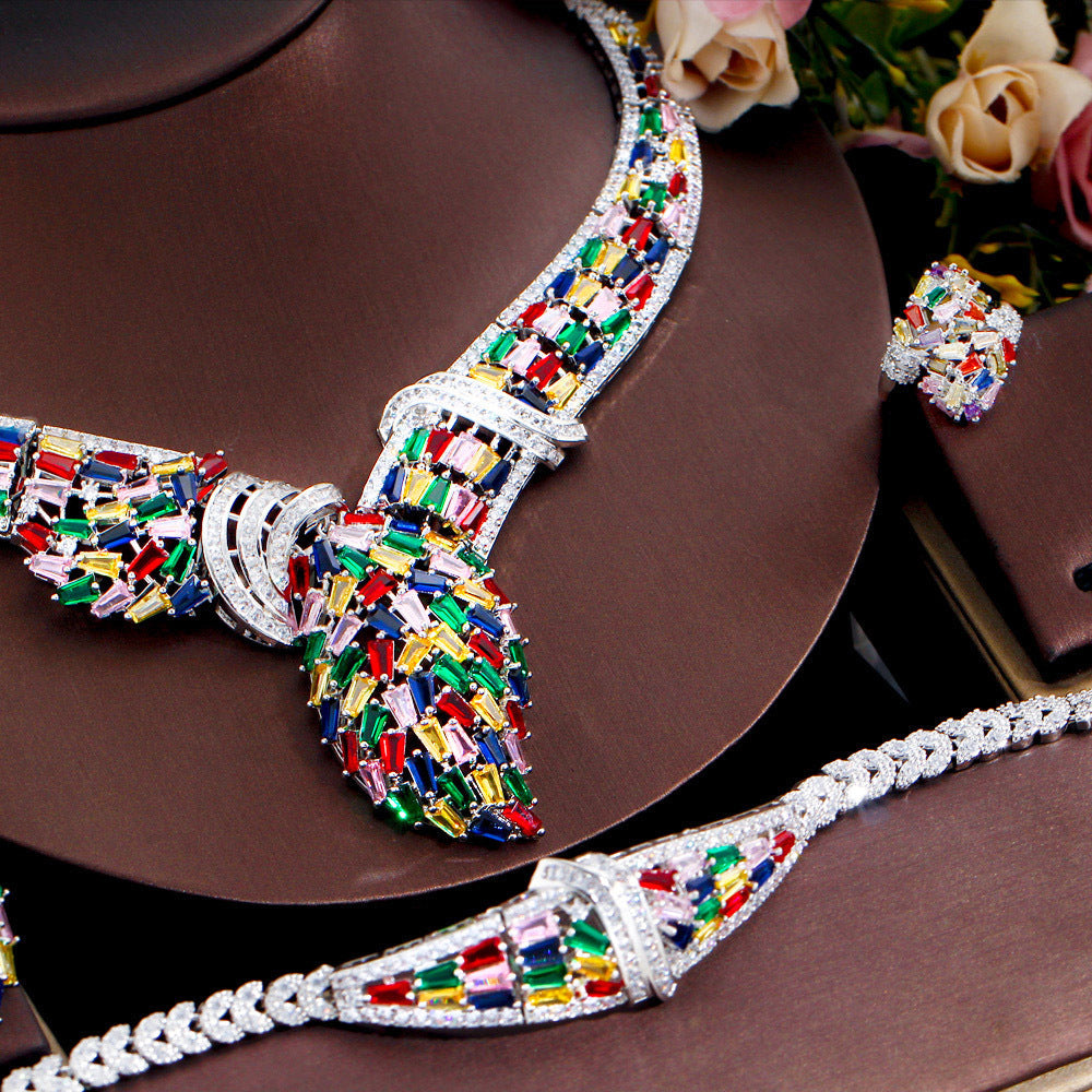 Geometry Snake Cubic Zirconia Necklace Set N5142